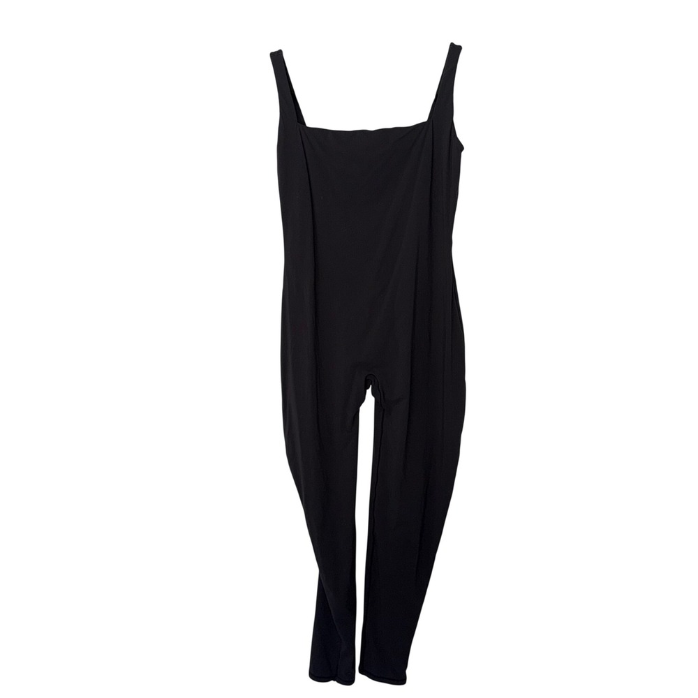 SKIMS Sport Jumpsuit Women XL Black Excellent Square Neck Low Back Full Length